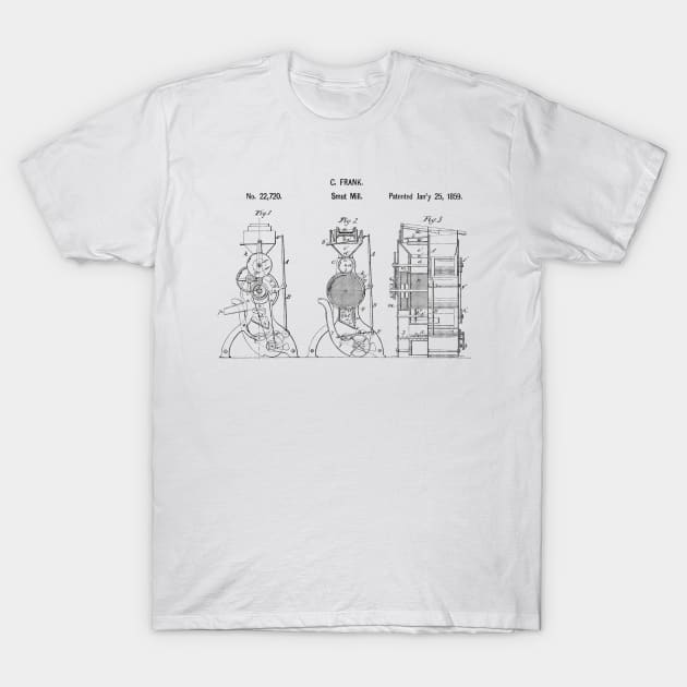 Vintage Smut Mill Patent Art c1859 T-Shirt by SheckMastaFlex